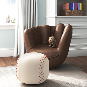 Sodall Baseball Glove Kids Novelty Chair and Ottoman